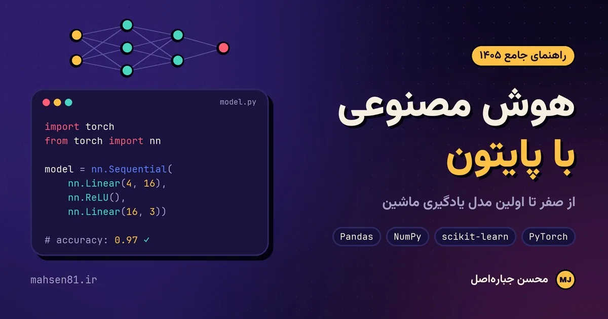 هوش مصنوعی با پایتون — نمونه کد شبکهٔ عصبی با PyTorch